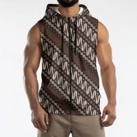 Yogyakarta Parang Batik Motifs Sleeveless Zip Hoodie Indonesian Traditional Pattern
