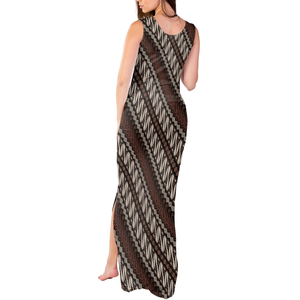 Yogyakarta Parang Batik Motifs Tank Maxi Dress Indonesian Traditional Pattern