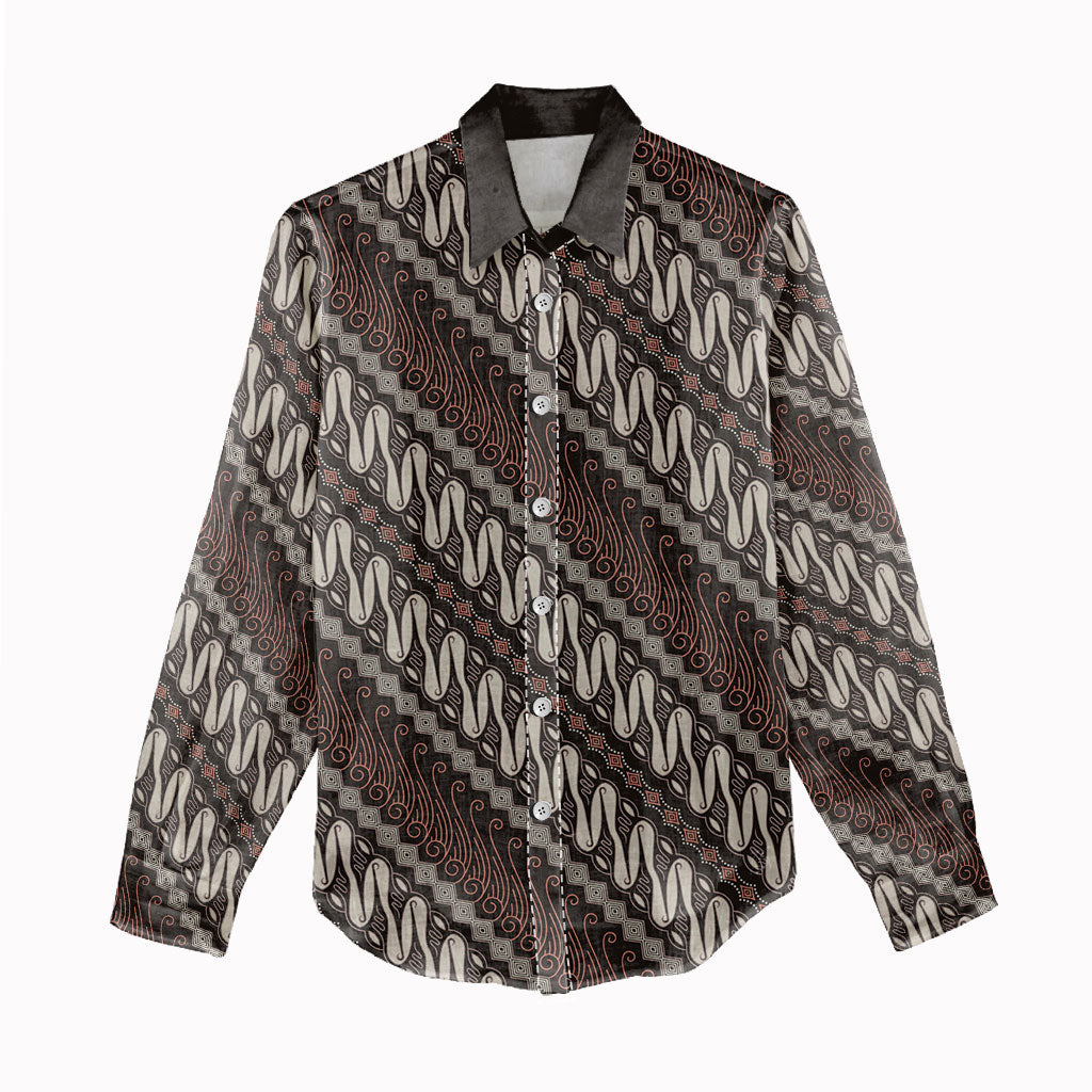 Yogyakarta Parang Batik Motifs Women Casual Shirt Indonesian Traditional Pattern