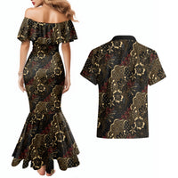 Batik Sekar Jagad Couples Matching Mermaid Dress and Hawaiian Shirt Indonesian Traditional Pattern