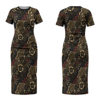 Batik Sekar Jagad Couples Matching Short Sleeve Bodycon Dress and Hawaiian Shirt Indonesian Traditional Pattern LT01 - Polynesian Pride