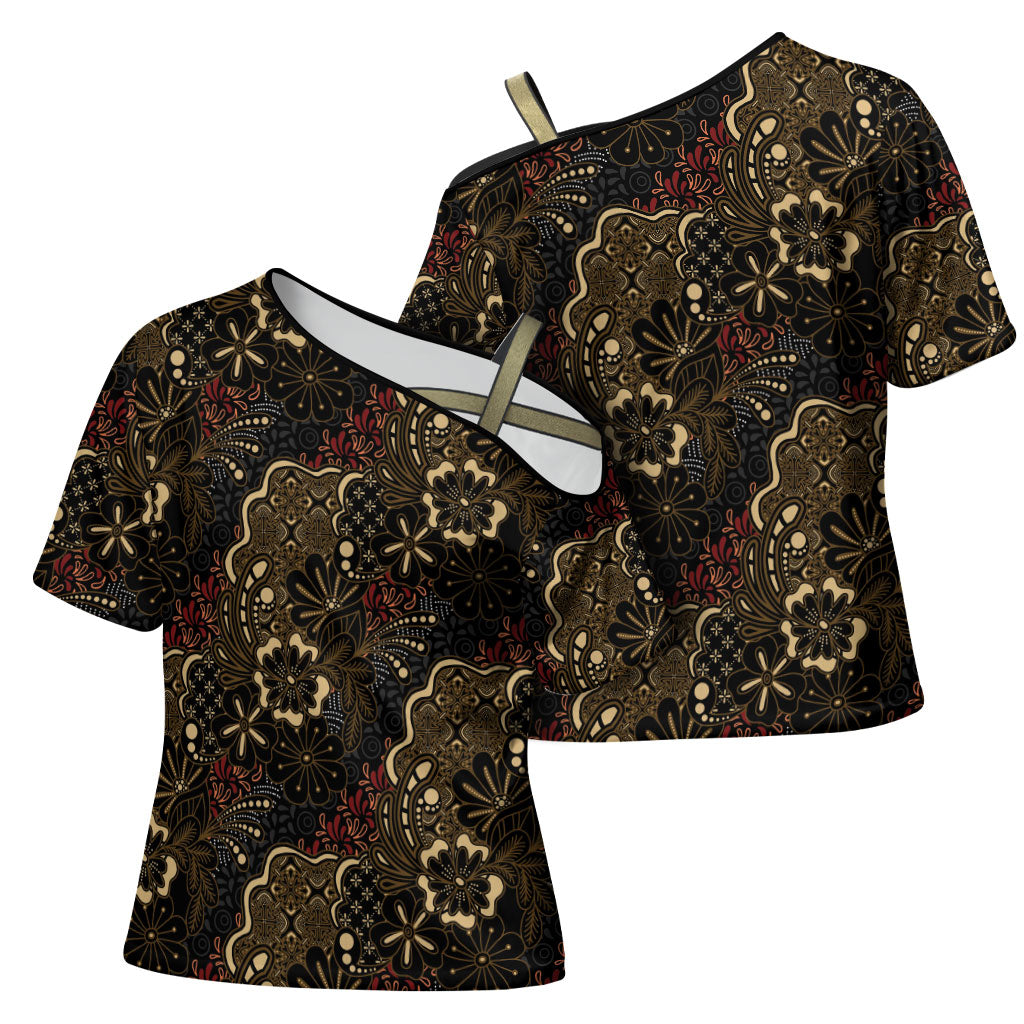 Batik Sekar Jagad Cross Shoulder Shirt Indonesian Traditional Pattern