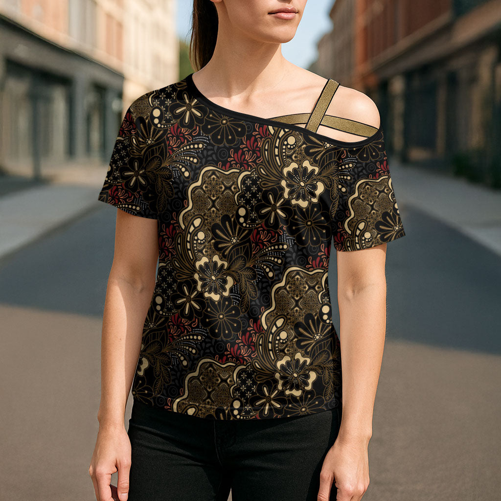 Batik Sekar Jagad Cross Shoulder Shirt Indonesian Traditional Pattern