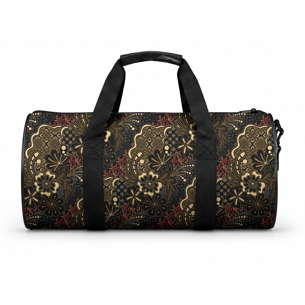 Batik Sekar Jagad Duffle Bag Indonesian Traditional Pattern LT01 One size Black - Polynesian Pride