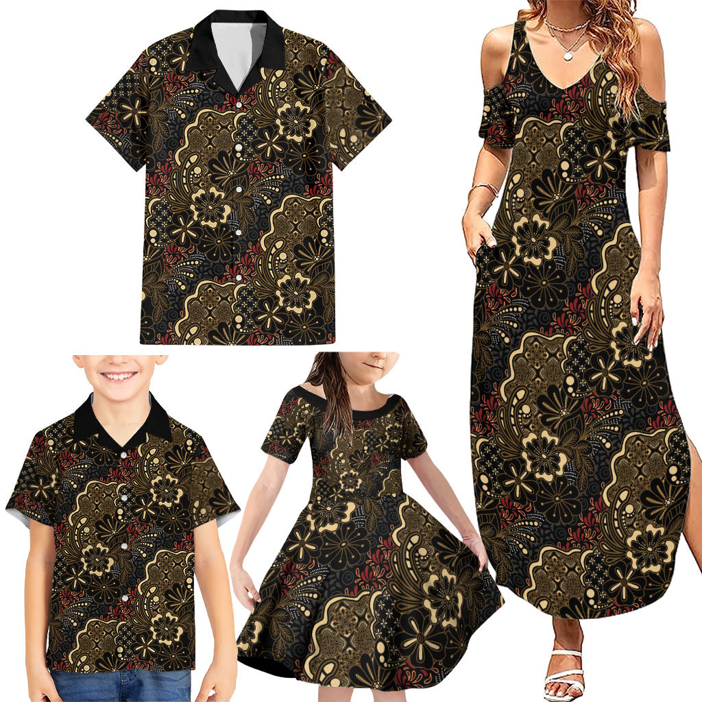 Batik Sekar Jagad Family Matching Summer Maxi Dress and Hawaiian Shirt Indonesian Traditional Pattern LT01 - Polynesian Pride