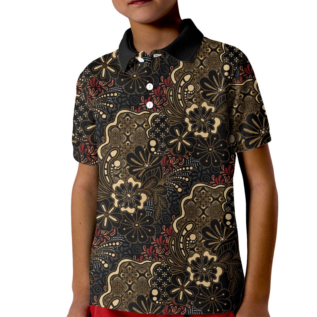 Batik Sekar Jagad Kid Polo Shirt Indonesian Traditional Pattern