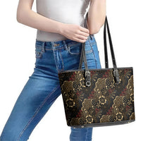 Batik Sekar Jagad Leather Tote Bag Indonesian Traditional Pattern