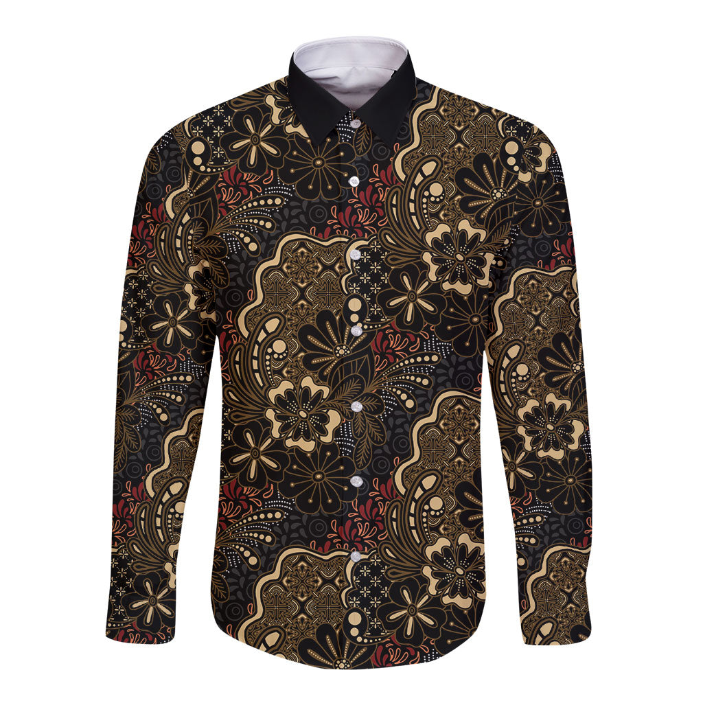Batik Sekar Jagad Long Sleeve Button Shirt Indonesian Traditional Pattern