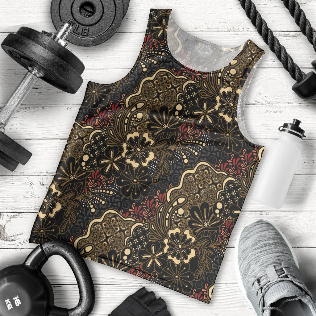 Batik Sekar Jagad Men Tank Top Indonesian Traditional Pattern