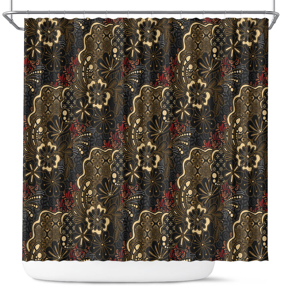 Batik Sekar Jagad Shower Curtain Indonesian Traditional Pattern