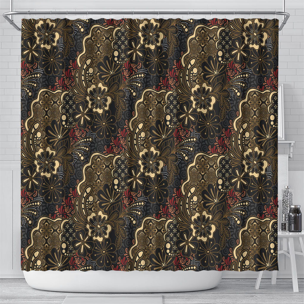 Batik Sekar Jagad Shower Curtain Indonesian Traditional Pattern