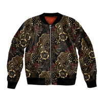 Batik Sekar Jagad Sleeve Zip Bomber Jacket Indonesian Traditional Pattern