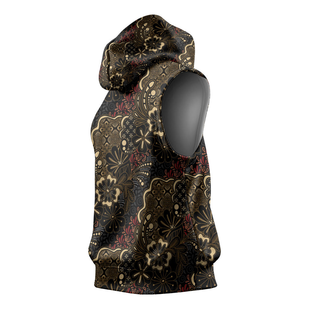 Batik Sekar Jagad Sleeveless Hoodie Indonesian Traditional Pattern