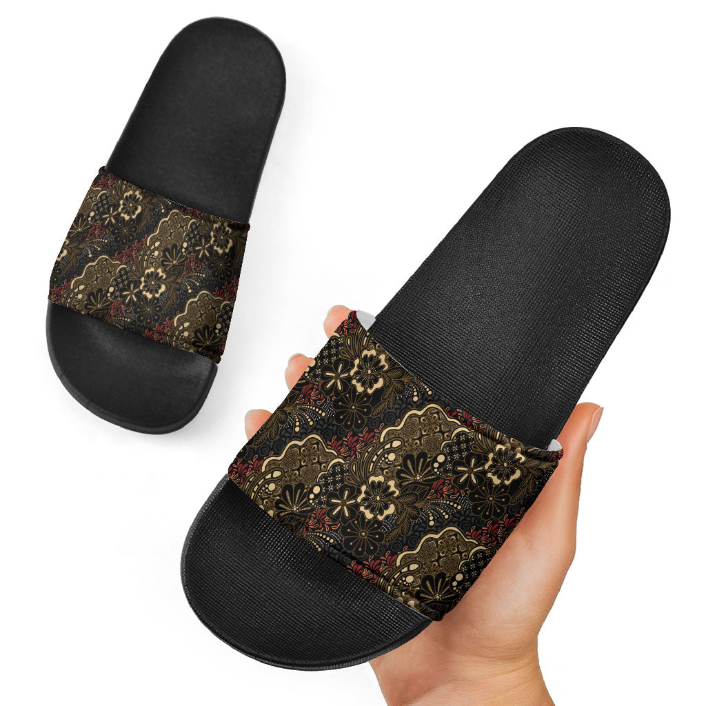 Batik Sekar Jagad Slide Sandals Indonesian Traditional Pattern