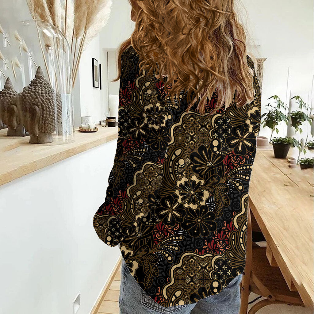 Batik Sekar Jagad Women Casual Shirt Indonesian Traditional Pattern