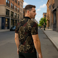 Batik Sekar Jagad Zipper Polo Shirt Indonesian Traditional Pattern