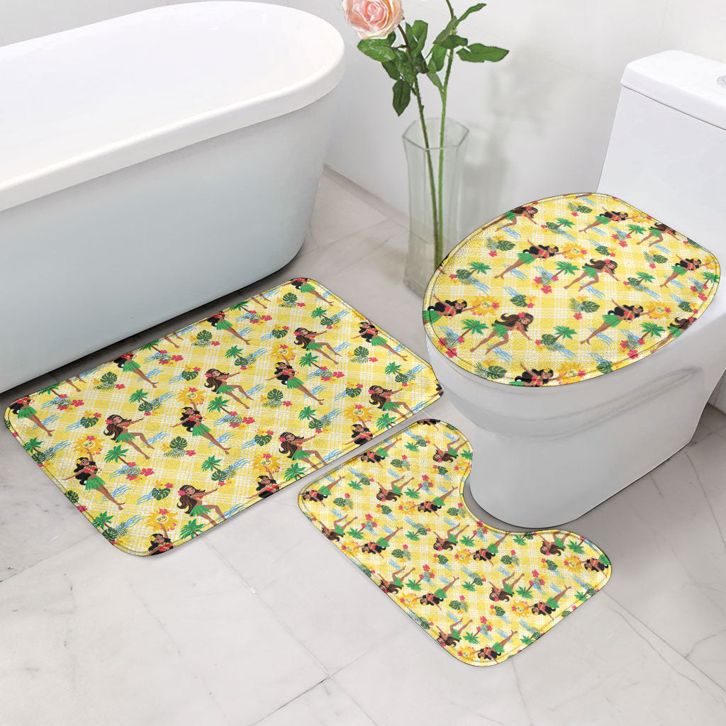 Hawaii Hula Girl Tropical Bathroom Set Yellow Palaka