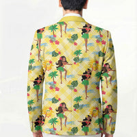 Hawaii Hula Girl Tropical Blazer Yellow Palaka