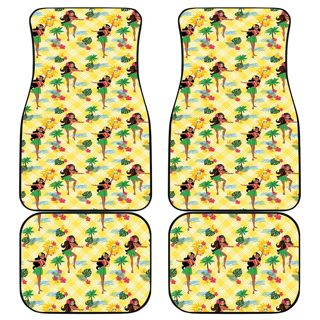 Hawaii Hula Girl Tropical Car Mats Yellow Palaka