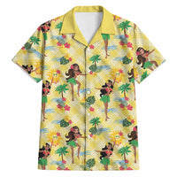 Hawaii Hula Girl Tropical Hawaiian Shirt Yellow Palaka