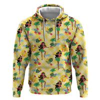 Hawaii Hula Girl Tropical Hoodie Yellow Palaka