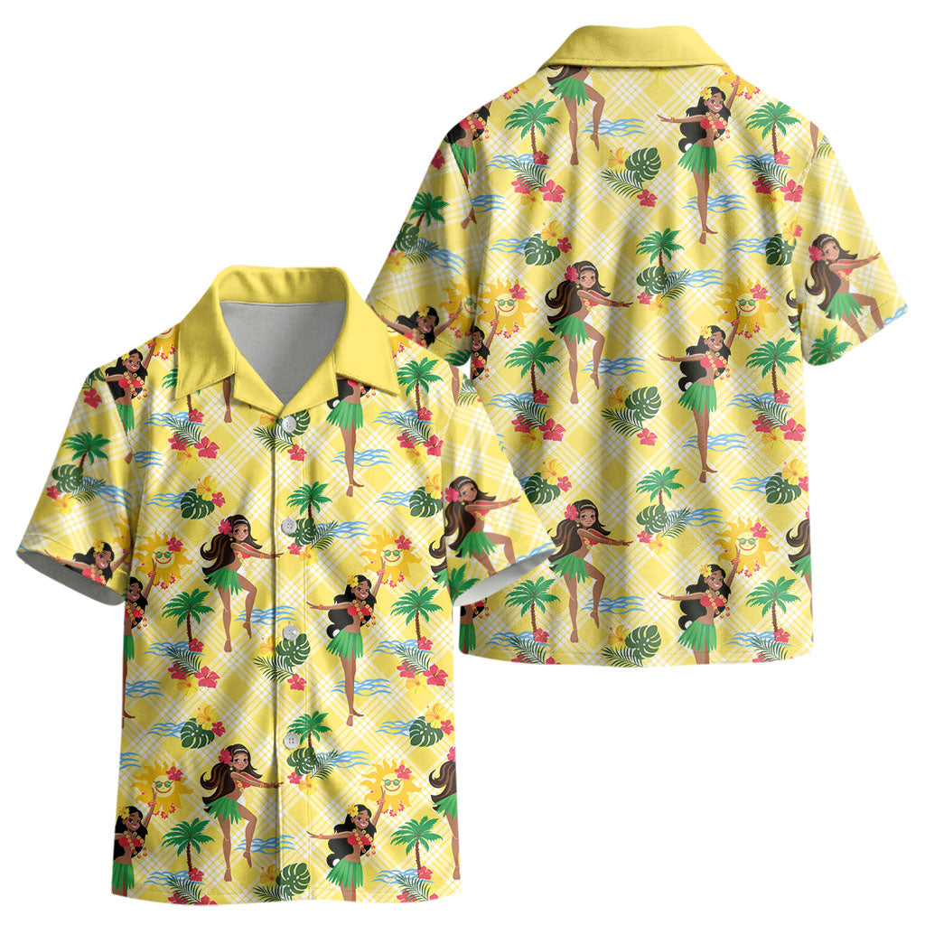 Hawaii Hula Girl Tropical Kid Hawaiian Shirt Yellow Palaka LT01 - Polynesian Pride