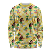 Hawaii Hula Girl Tropical Long Sleeve Shirt Yellow Palaka