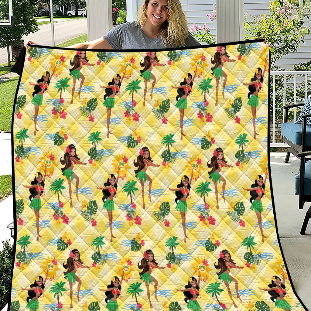 Hawaii Hula Girl Tropical Quilt Yellow Palaka LT01 Yellow - Polynesian Pride