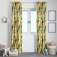 Hawaii Hula Girl Tropical Window Curtain Yellow Palaka