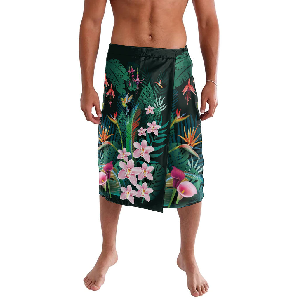 Hawaii Hummingbird Tropical Flowers Lavalava Dark Green