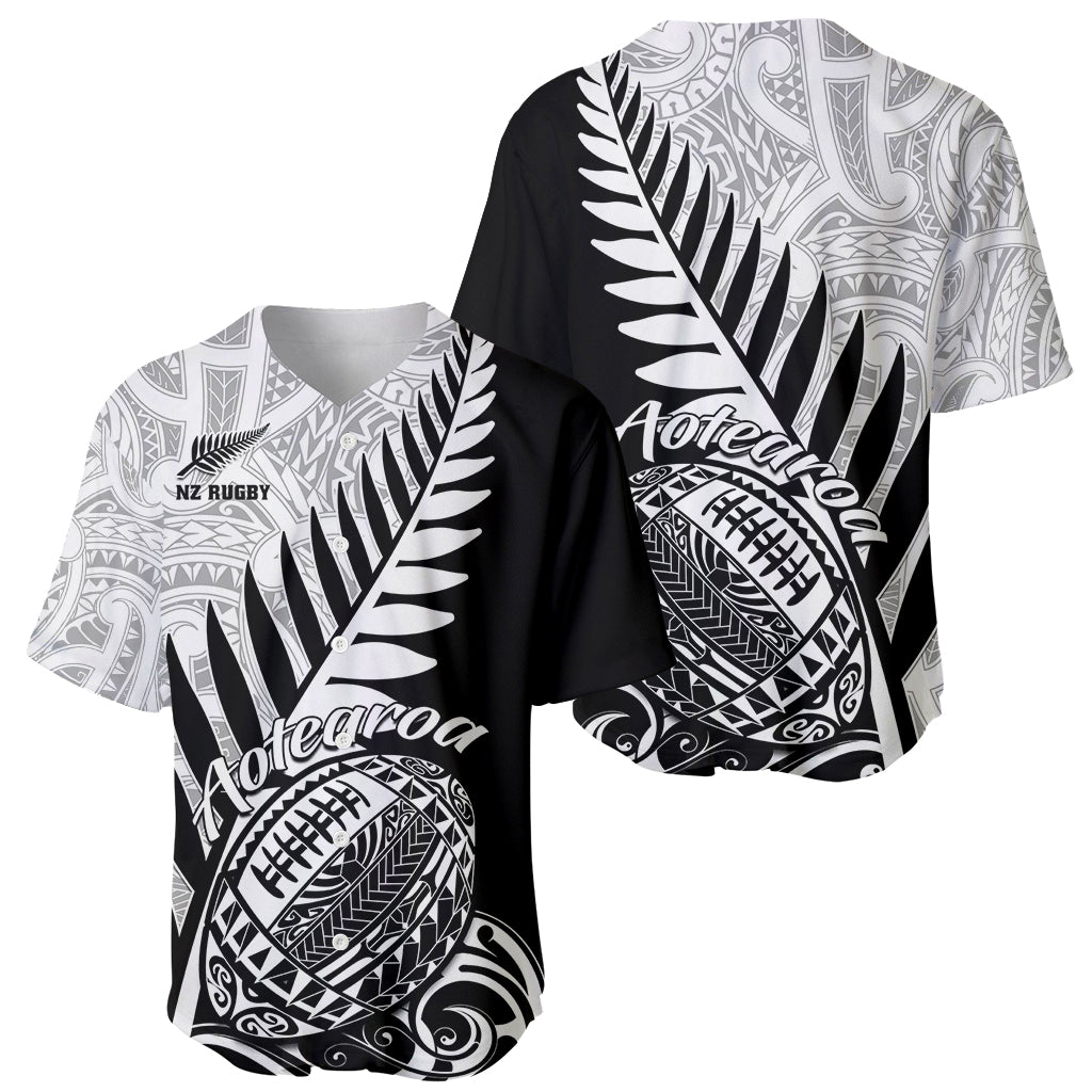 New Zealand Silver Fern Rugby Baseball Jersey Aotearoa Maori Black Version LT01 - Polynesian Pride