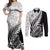New Zealand Silver Fern Rugby Couples Matching Off Shoulder Maxi Dress and Long Sleeve Button Shirts Aotearoa Maori Black Version LT01 Black - Polynesian Pride