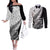 New Zealand Silver Fern Rugby Couples Matching Off The Shoulder Long Sleeve Dress and Long Sleeve Button Shirts Aotearoa Maori Black Version LT01 Black - Polynesian Pride