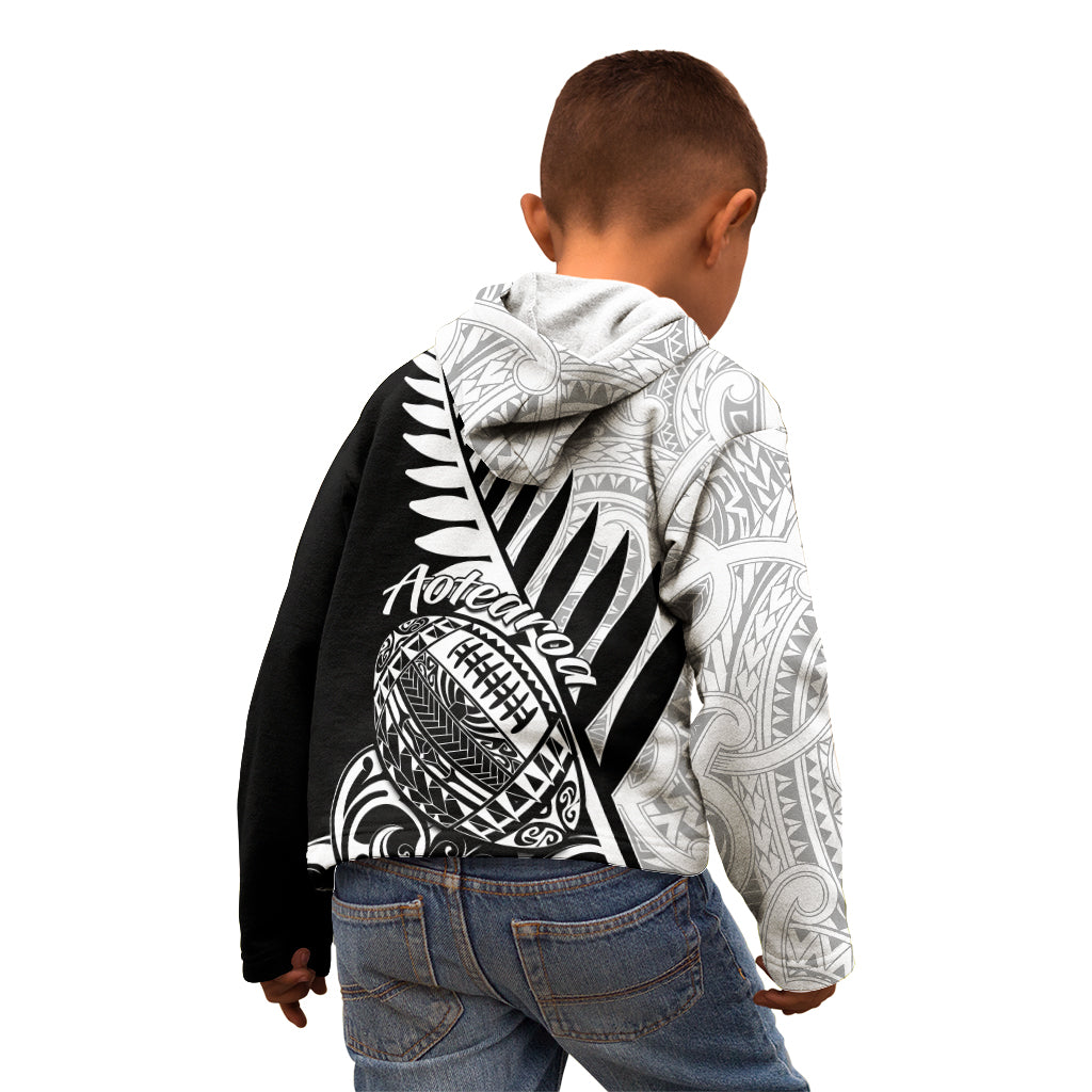 New Zealand Silver Fern Rugby Kid Hoodie Aotearoa Maori Black Version LT01 - Polynesian Pride