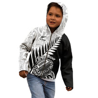 New Zealand Silver Fern Rugby Kid Hoodie Aotearoa Maori Black Version LT01 - Polynesian Pride
