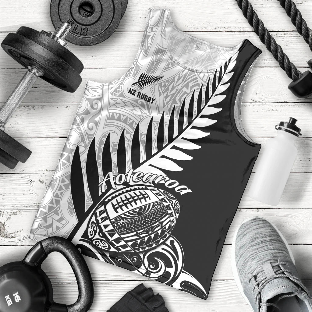 New Zealand Silver Fern Rugby Men Tank Top Aotearoa Maori Black Version LT01 Black - Polynesian Pride