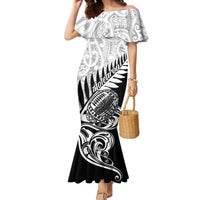 New Zealand Silver Fern Rugby Mermaid Dress Aotearoa Maori Black Version LT01 Women Black - Polynesian Pride