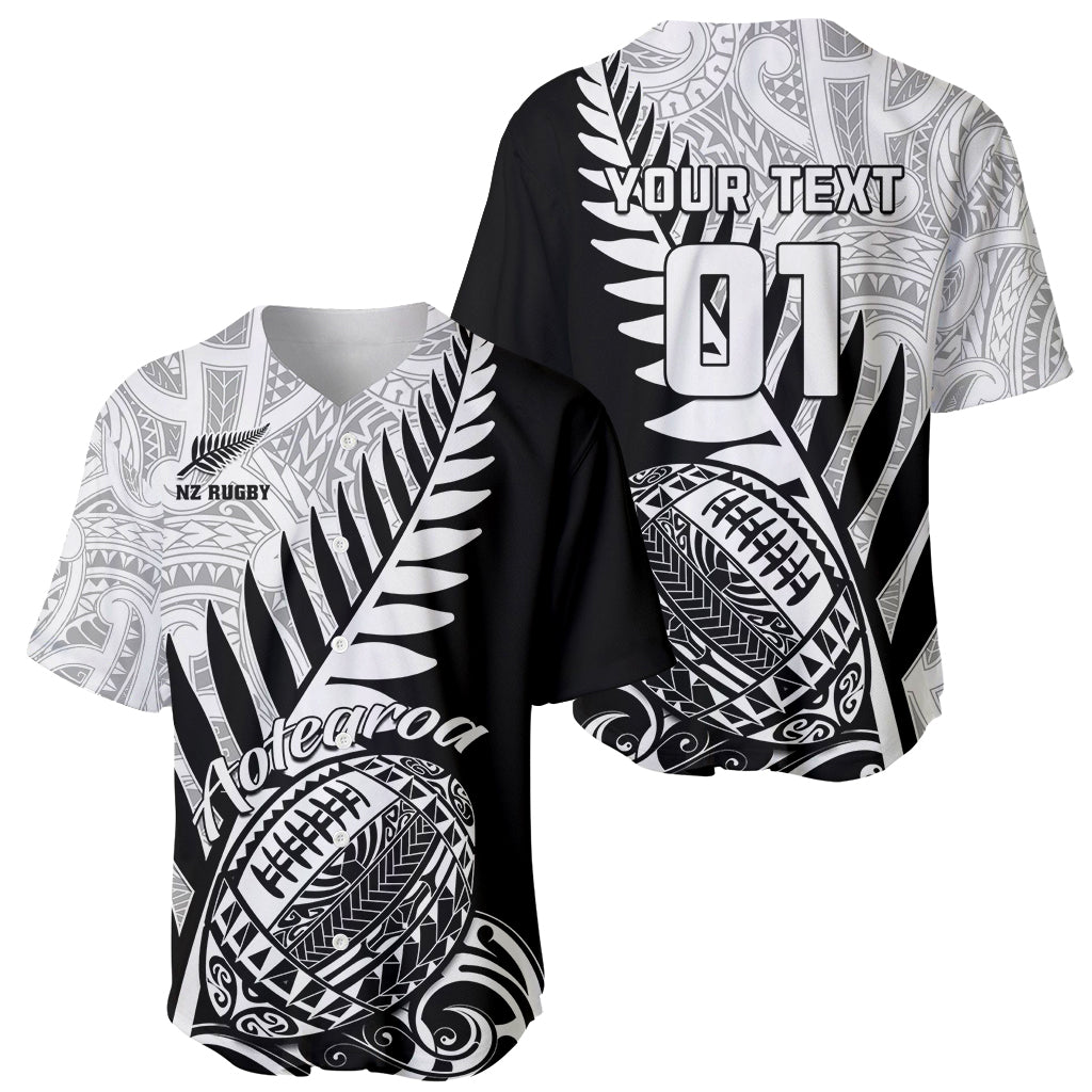 Custom New Zealand Silver Fern Rugby Baseball Jersey Aotearoa Maori Black Version LT01 - Polynesian Pride
