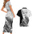 Custom New Zealand Silver Fern Rugby Couples Matching Short Sleeve Bodycon Dress and Hawaiian Shirt Aotearoa Maori Black Version LT01 - Polynesian Pride