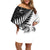 New Zealand Silver Fern Rugby Off Shoulder Short Dress Aotearoa Maori White Version LT01 Women White - Polynesian Pride