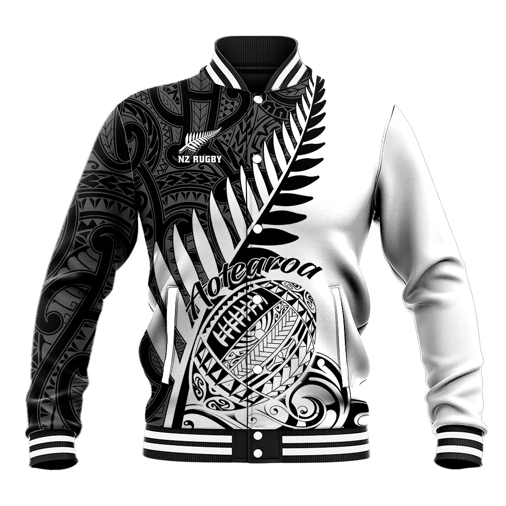 Custom New Zealand Silver Fern Rugby Baseball Jacket Aotearoa Maori White Version LT01 Unisex White - Polynesian Pride