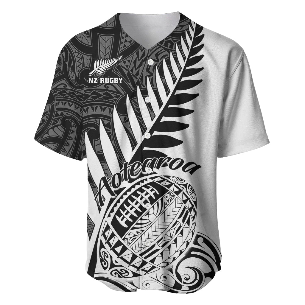 Custom New Zealand Silver Fern Rugby Baseball Jersey Aotearoa Maori White Version LT01 White - Polynesian Pride