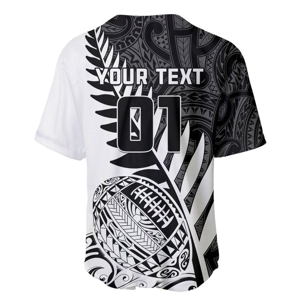 Custom New Zealand Silver Fern Rugby Baseball Jersey Aotearoa Maori White Version LT01 - Polynesian Pride