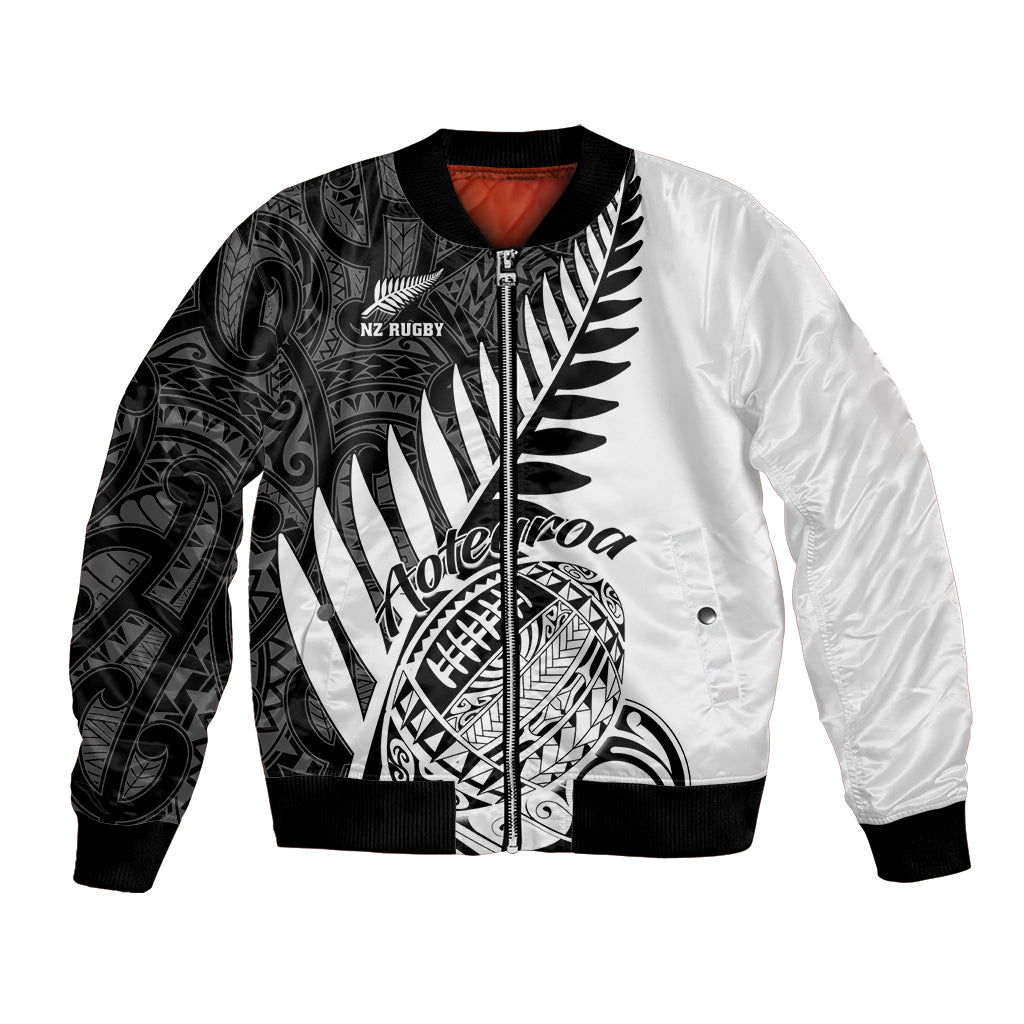 Custom New Zealand Silver Fern Rugby Bomber Jacket Aotearoa Maori White Version LT01 Unisex White - Polynesian Pride