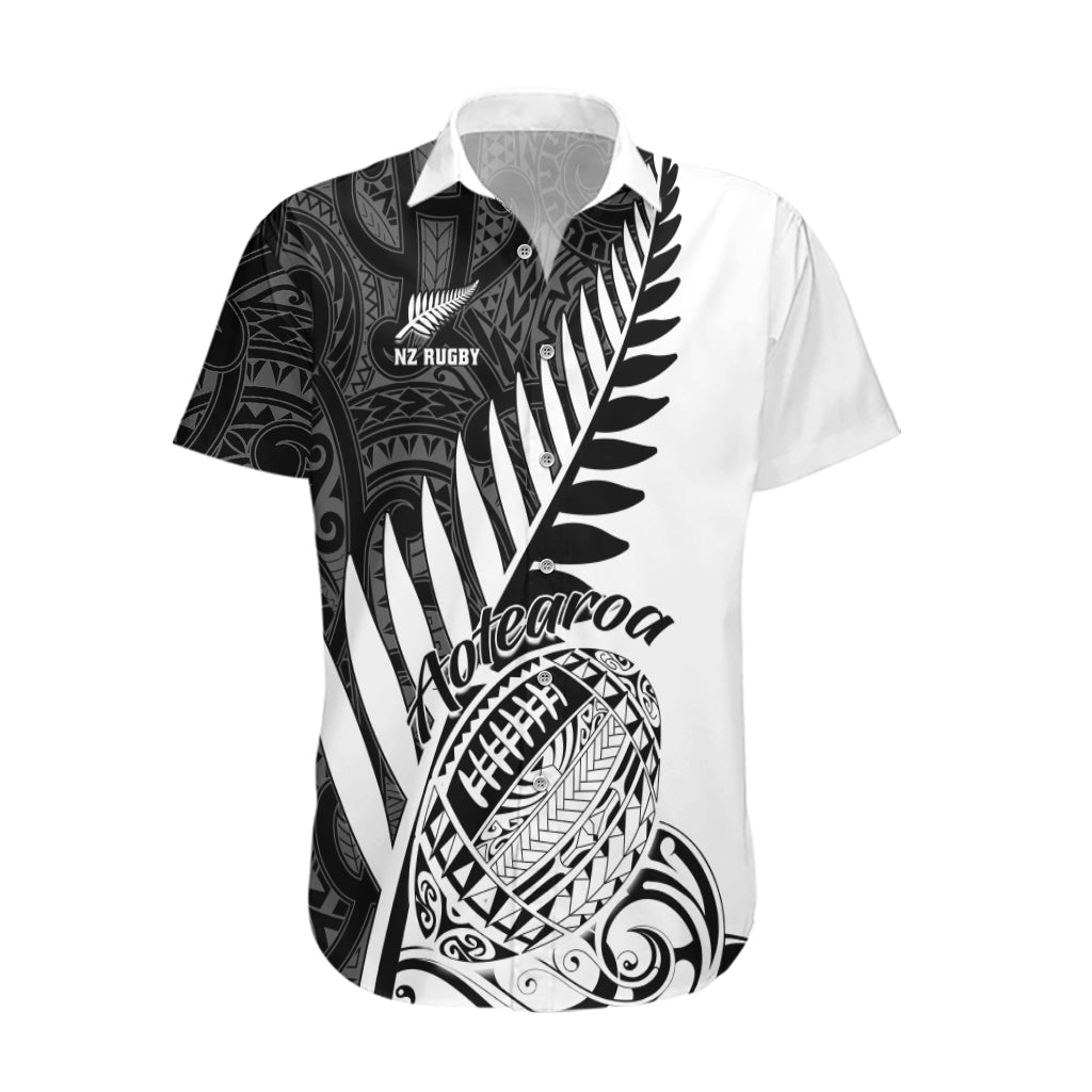 Custom New Zealand Silver Fern Rugby Hawaiian Shirt Aotearoa Maori White Version LT01 White - Polynesian Pride