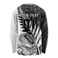 Custom New Zealand Silver Fern Rugby Long Sleeve Shirt Aotearoa Maori White Version LT01