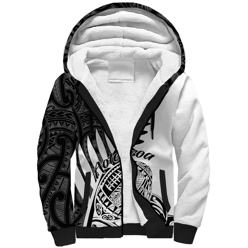 Custom New Zealand Silver Fern Rugby Sherpa Hoodie Aotearoa Maori White Version LT01 Unisex White - Polynesian Pride