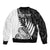 Custom New Zealand Silver Fern Rugby Sleeve Zip Bomber Jacket Aotearoa Maori White Version LT01 - Polynesian Pride