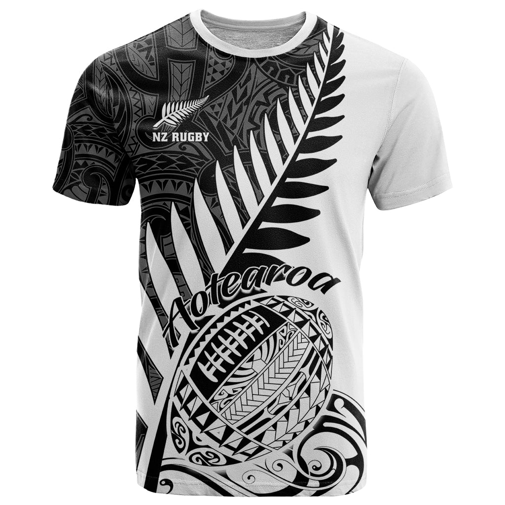 Custom New Zealand Silver Fern Rugby T Shirt Aotearoa Maori White Version LT01 White - Polynesian Pride