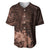 Bula Fiji Masi Baseball Jersey Fijian Tapa Vintage Dark Brown Version LT01 Brown - Polynesian Pride